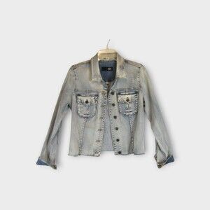 Kut from the Kloth Acid Wash Julia Cropped Jean Jacket Size S